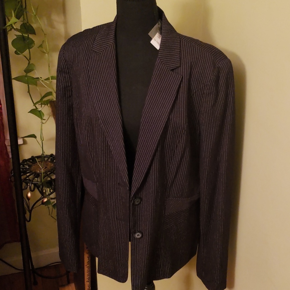 2 Button Black Pinstripe Blazer.